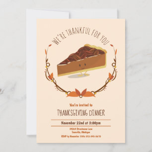 Convite Feliz Natal de Ação de Graças Pecan Pie Tan Bro