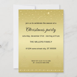 Convite Feliz Natal, Dourada e brilhante árvore de Natal