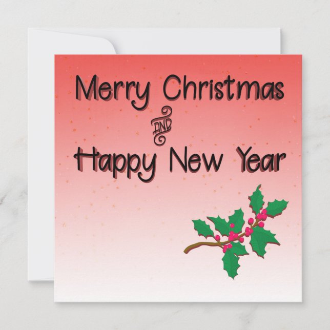 Convite Feliz Natal e Feliz ano novo Holly (Frente)