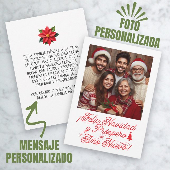 Convite Feliz Natal e um Próspero Ano Novo com Foto (Feliz Navidad y Próspero Año Nuevo con Foto Invitation)