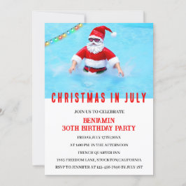 Convite Feliz Natal Em Julho Festa De Piscina De Aniversár
