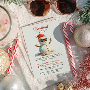 Convite Feliz Natal em julho Snowman Sunglass