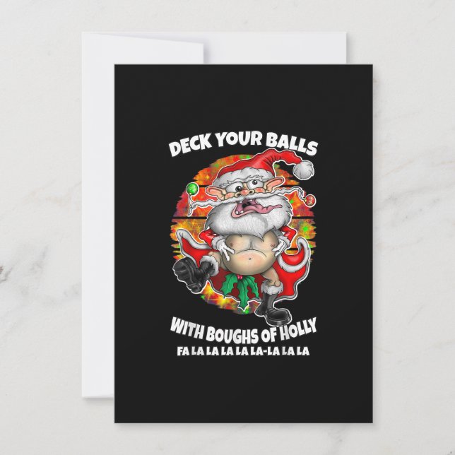 Convite Feliz Natal Engraçado Papais noeis Loucos Felizes  (Frente)