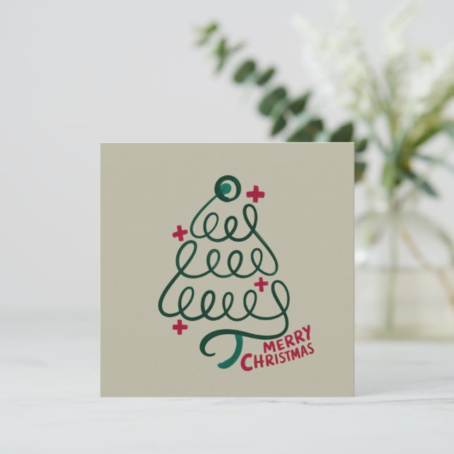 Convite Feliz Natal Estetoscópio CNA Profissional Médico (Em pé/Frente)