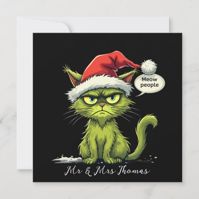 Convite Feliz Natal "Ew Pessoas" Amantes de Gato Feliz (Frente)
