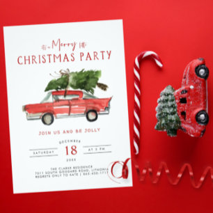 Convite Feliz Natal Festa de Férias do Carro Vermelho em
