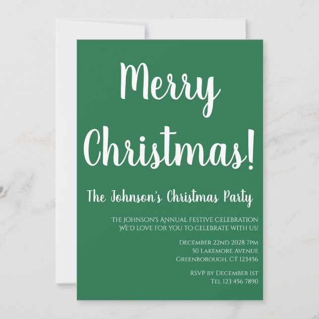 Convite Feliz Natal Festa de Natal Verde (Frente)