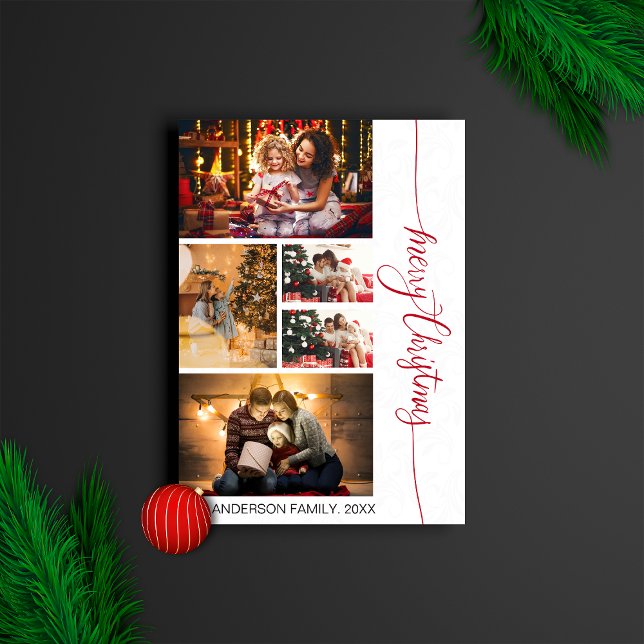 Convite Feliz Natal Foto da Família Elegante Moderna (Criador carregado)