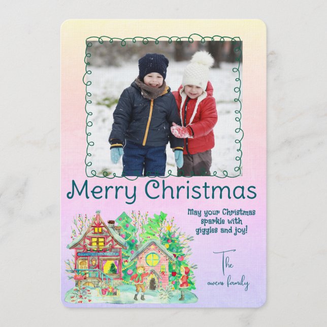 Convite Feliz Natal Foto Personalizada de Férias (Frente)