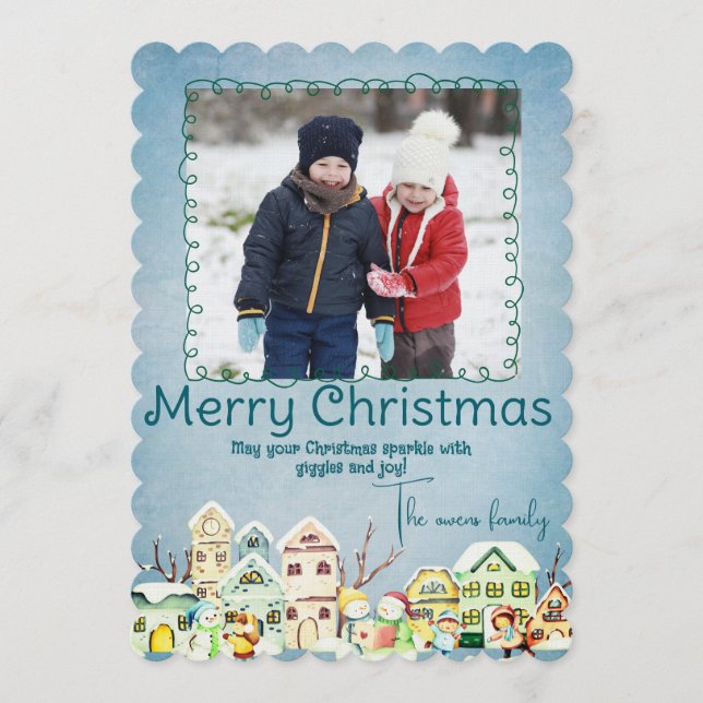 Convite Feliz Natal Foto Personalizada de Férias (Frente)