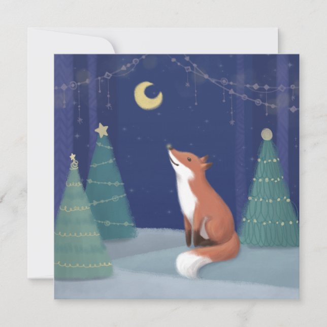 Convite Feliz Natal: Fox Illustration Art (Frente)