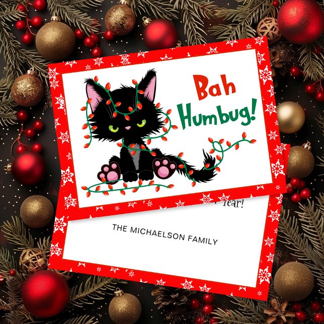 Convite Feliz Natal Gato Grumpy Bah Humbug Card (Funny Christmas Grumpy Cat Bah Humbug Card)