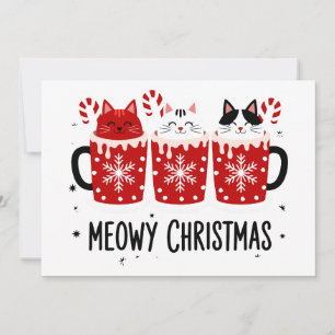 Convite Feliz Natal Gatos Cacau Quente Cane Xmas