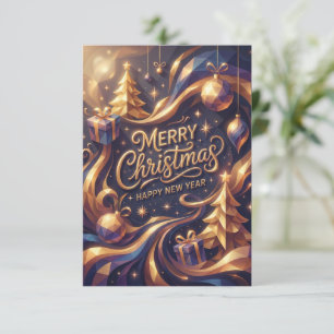 Convite Feliz Natal Hora Dourada Geométrico Elegante