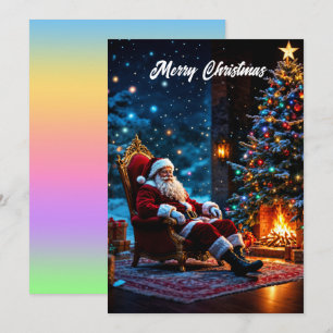 Convite Feliz Natal inverno festivo mágica do Papai Noel