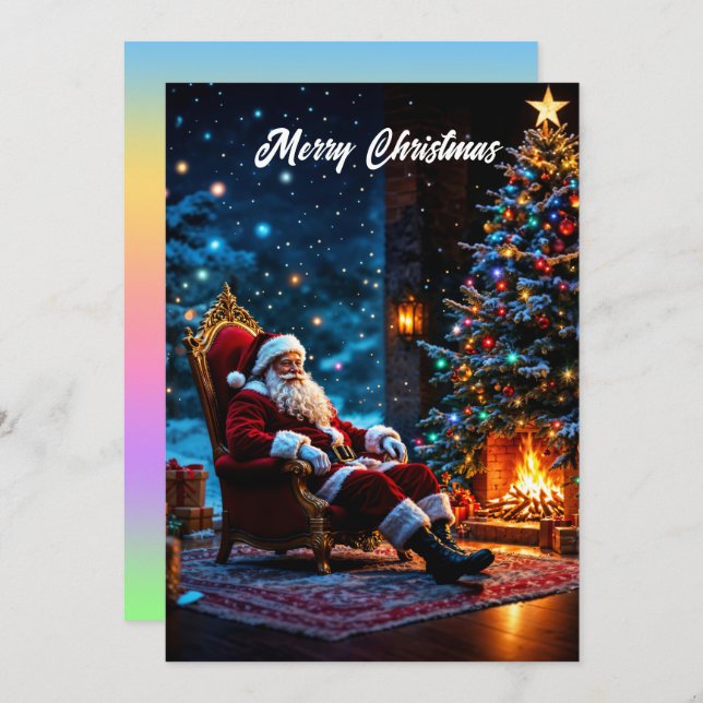 Convite Feliz Natal inverno Papais noeis festivos mágica (Frente/Verso)