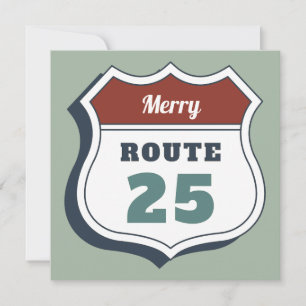 Convite feliz natal julho rota 25 sinal de viagem vintage