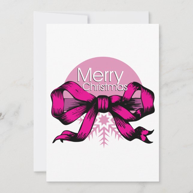 Convite Feliz Natal Laço Rosa (Frente)