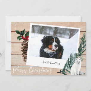 Convite Feliz Natal Madeira, Cachorro e Foto Instantânea