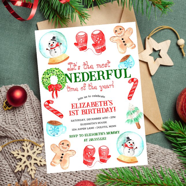 Convite Feliz Natal Mais ONDEROSO Primeiro Aniversário (The Most ONEDERFUL Time of the Year First Birthday Invitation | Christmas Birthday Invitation)