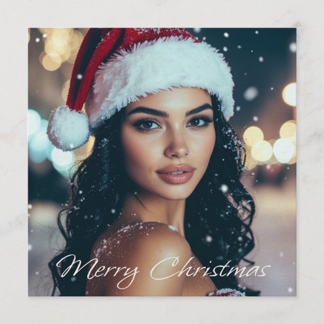 Convite Feliz Natal - Menina do Papai Noel -  (Frente)