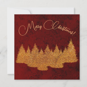 Convite Feliz Natal - minimalista - árvores de abeto doura