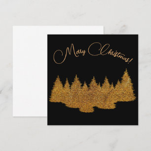Convite Feliz Natal - minimalista - árvores de abeto doura