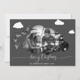 Convite Feliz Natal Moderno Cinza Cloud Photo Holliday