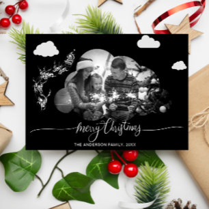 Convite Feliz Natal Moderno Cloud Negra Foto Holliday