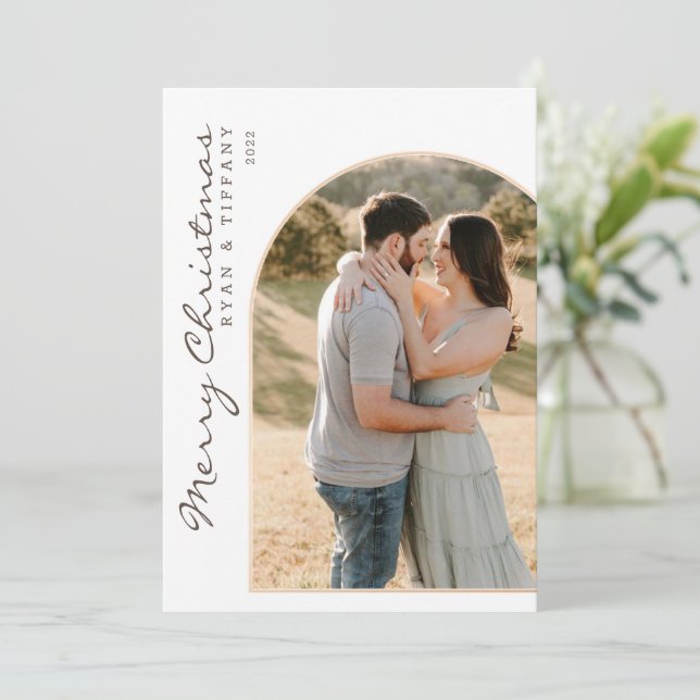 Convite Feliz Natal Moderno Com Arco Fotográfico (Em pé/Frente)