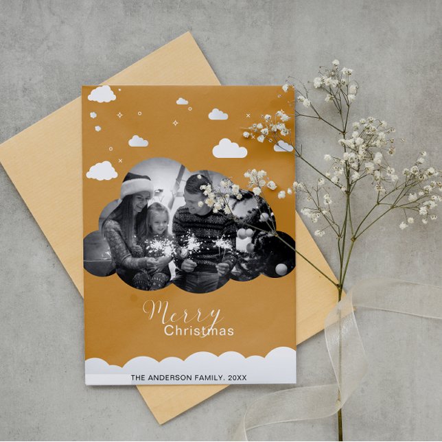Convite Feliz Natal Moderno Foto da Nuvem Holliday (Criador carregado)