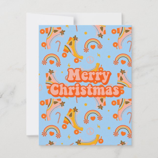 Convite Feliz Natal padrão de discoteca de 70 (Frente)