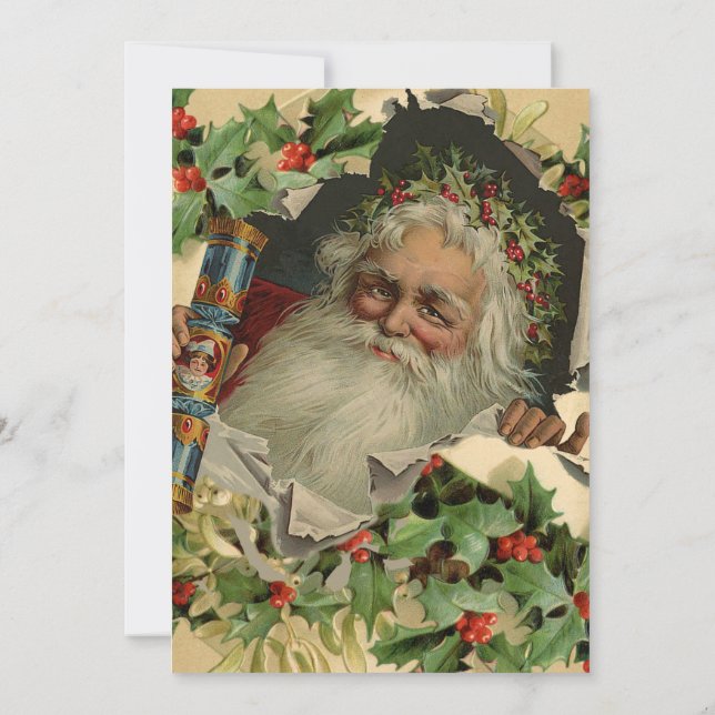 Convite Feliz Natal Papai Noel Antigo clássico (Verso)