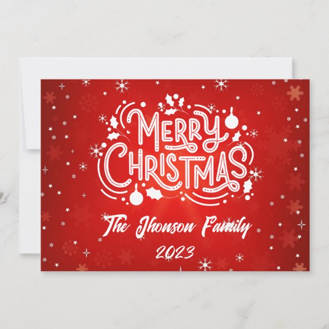 Convite Feliz Natal Red Winter Snowflakes (Frente)