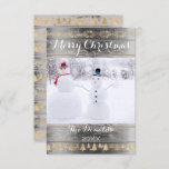 Convite Feliz Natal Snowman Dourado Algodão de Madeira<br><div class="desc">florenceK design Delicate cottage Feliz Natal - Feliz Natal - Cartão de Saudação de Férias com possibilidade de mudar uma foto</div>