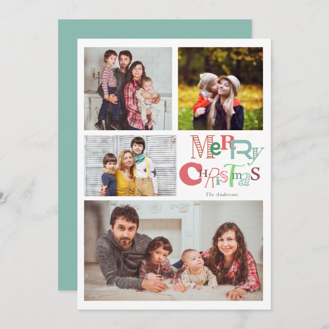 Convite Feliz Natal Tipografia 4 Fotografia Fótulo Fóco (Frente/Verso)