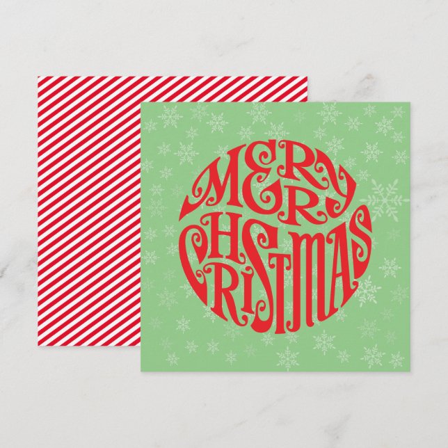 Convite Feliz Natal Tipografia Saudações Felizes (Frente/Verso)