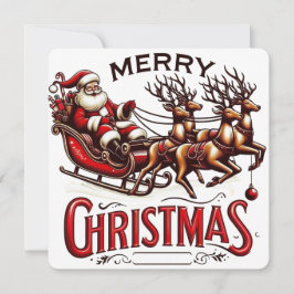 Convite Feliz Natal Trenó e Rena Vintage de Papai Noel