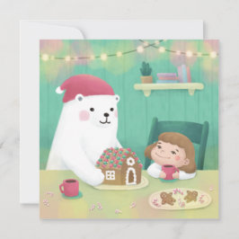 Convite Feliz Natal: Urso Polar e Criança