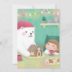 Convite Feliz Natal: Urso Polar e Criança