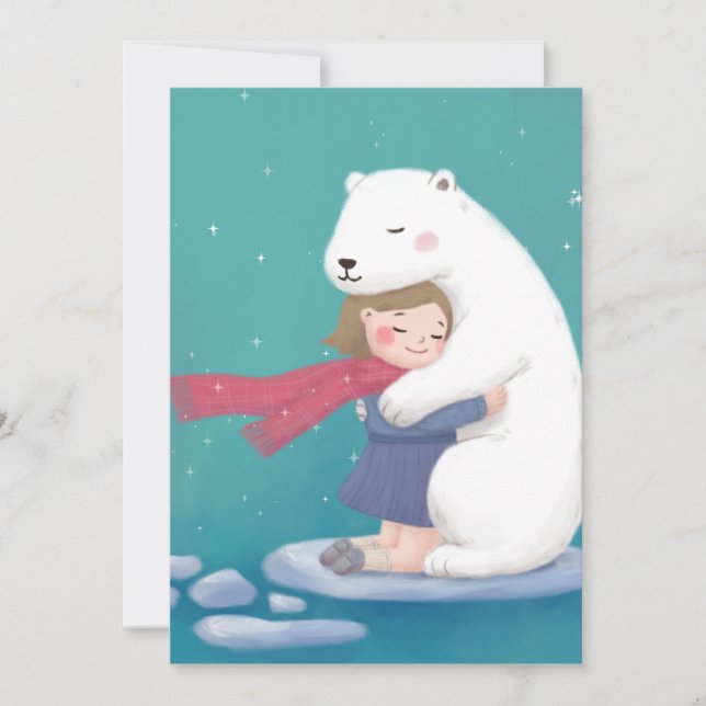 Convite Feliz Natal: Urso Polar e Ilustração Infantil (Frente)