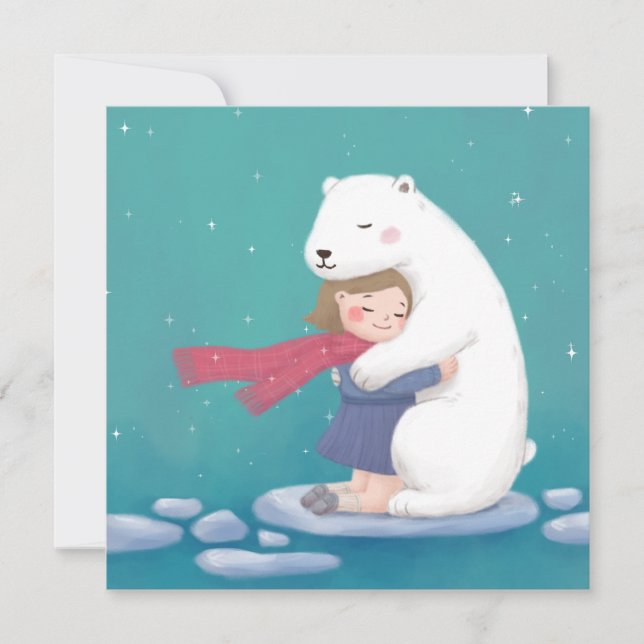 Convite Feliz Natal: Urso Polar e Ilustração Infantil (Frente)