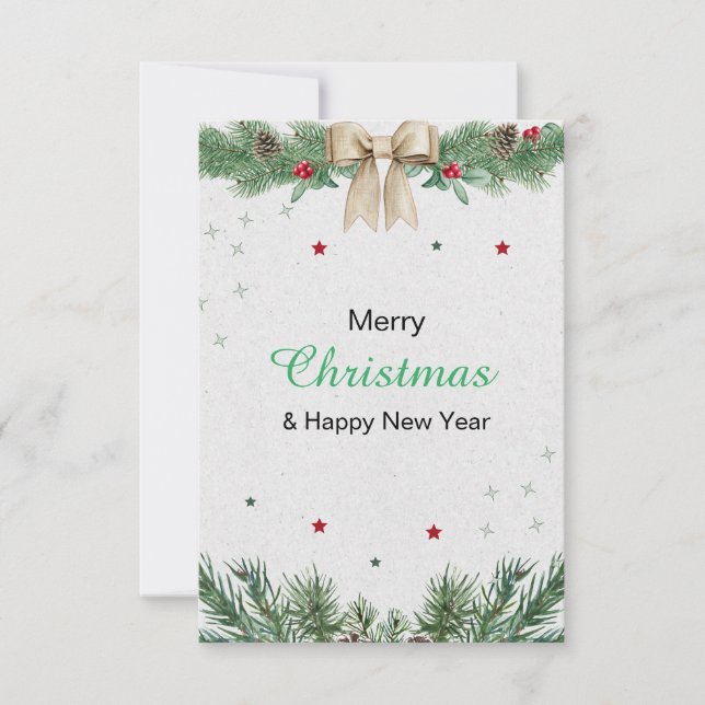 Convite Feliz Natal Verde e Moderno Branco (Frente)