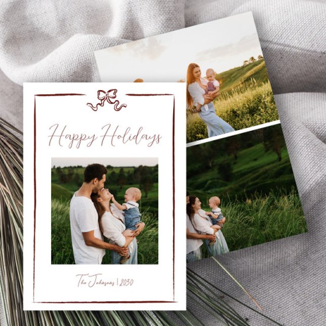 Convite Feliz Natal Vermelho Desenho Arco Três Foto (Criador carregado)