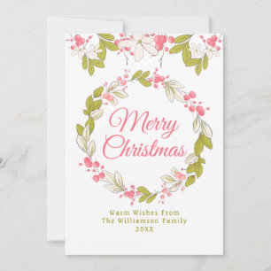 Convite Feliz Natal Watercolor Wreath e Berries