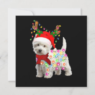 Convite Feliz Natal Xmas Westie Cachorro Rena Cosplay