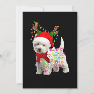 Convite Feliz Natal Xmas Westie Cachorro Rena Fantasia
