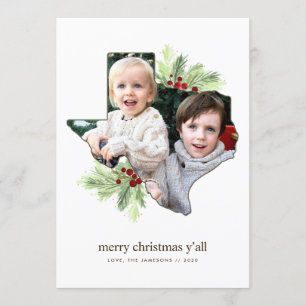 Convite Feliz Natal Y'all Texas State Holiday Card