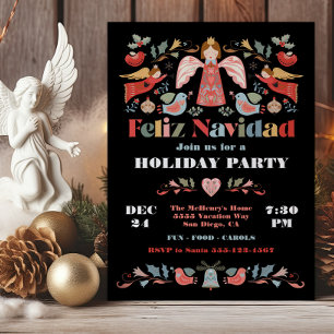 Convite Feliz Navidad Anjo Festa de Natal Mexicana