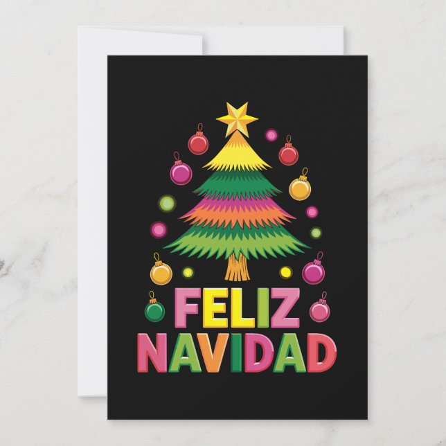 Convite Feliz Navidad Árvore de Natal Espanhol Feriado Xma (Frente)